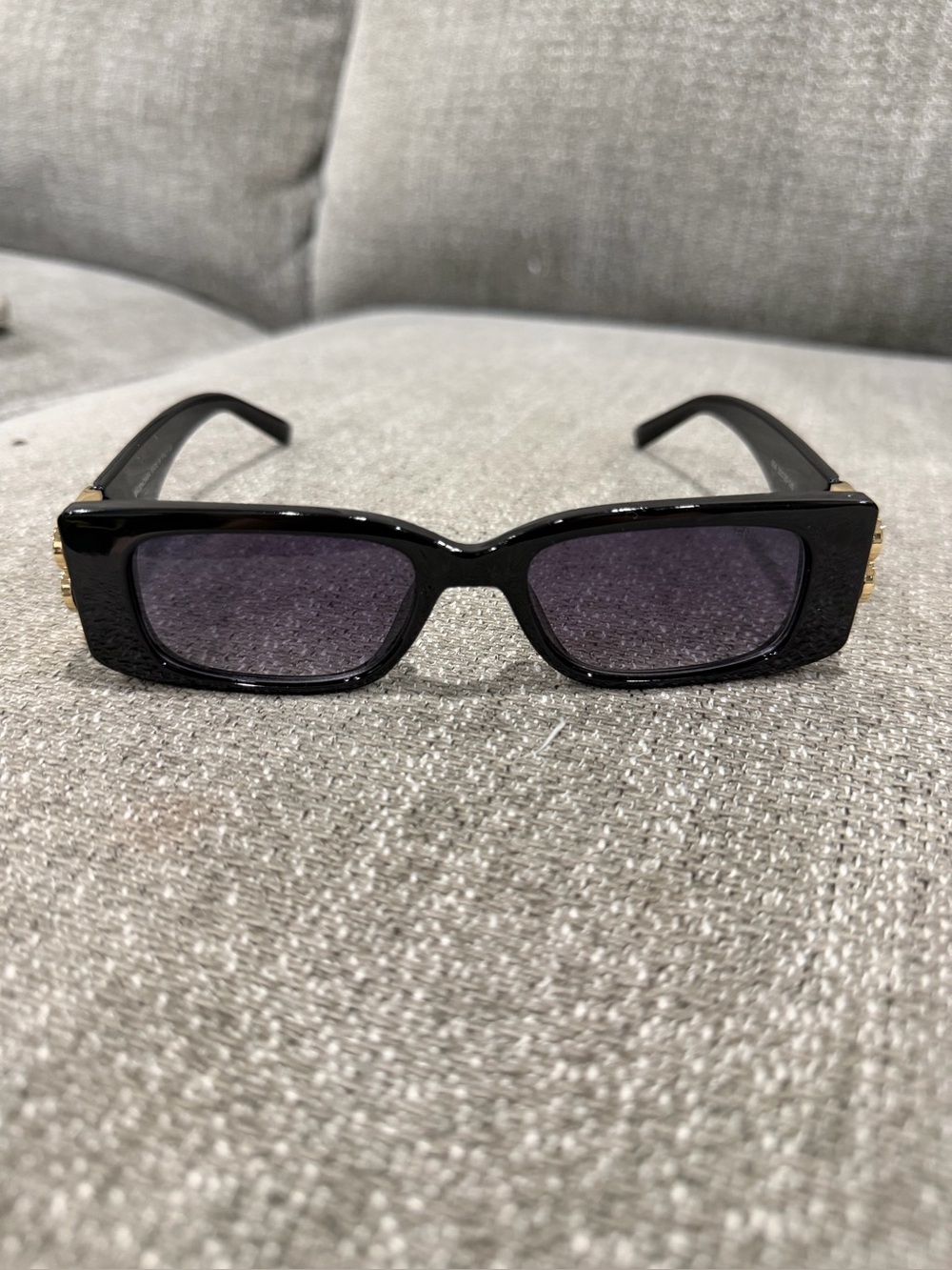 Black Rectangle Sunglasses with Dark Lenses
